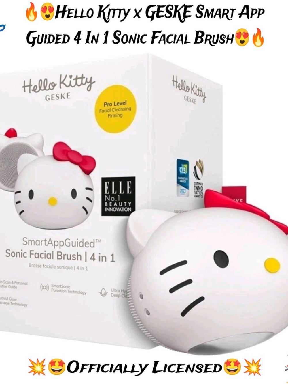 Hello Kitty x GESKE Smart App Guided 4 In 1 Sonic Facial Brush